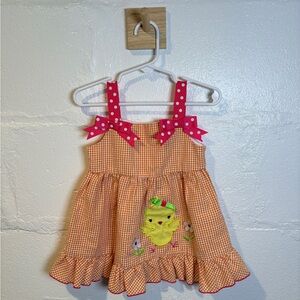 Bonnie Baby Orange Gingham Dress with Pink Accents